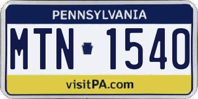 PA license plate MTN1540