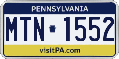 PA license plate MTN1552