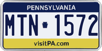 PA license plate MTN1572