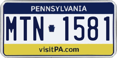 PA license plate MTN1581
