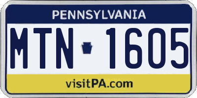 PA license plate MTN1605