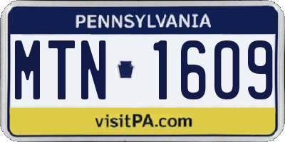 PA license plate MTN1609