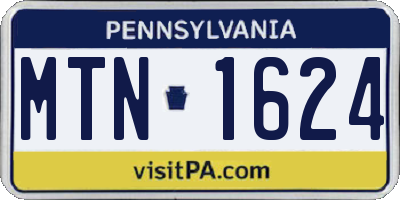 PA license plate MTN1624