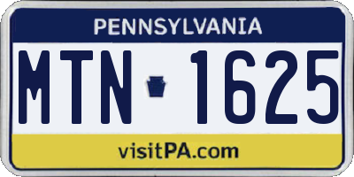 PA license plate MTN1625