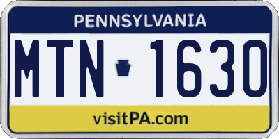 PA license plate MTN1630