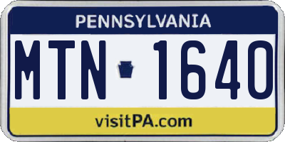 PA license plate MTN1640