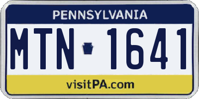 PA license plate MTN1641