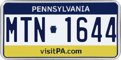 PA license plate MTN1644