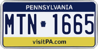PA license plate MTN1665