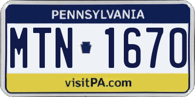 PA license plate MTN1670