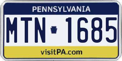 PA license plate MTN1685