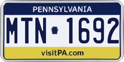 PA license plate MTN1692