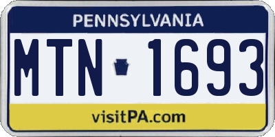 PA license plate MTN1693