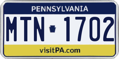 PA license plate MTN1702