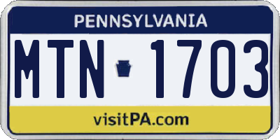PA license plate MTN1703