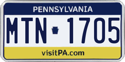 PA license plate MTN1705