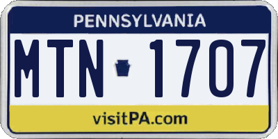 PA license plate MTN1707