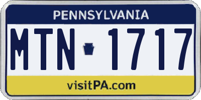 PA license plate MTN1717