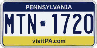 PA license plate MTN1720