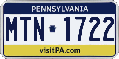 PA license plate MTN1722