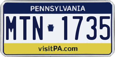PA license plate MTN1735