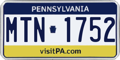PA license plate MTN1752