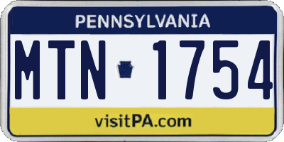 PA license plate MTN1754