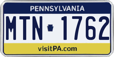 PA license plate MTN1762