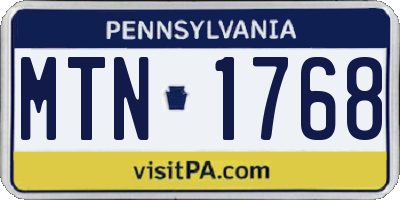 PA license plate MTN1768