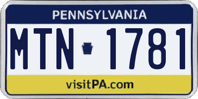 PA license plate MTN1781