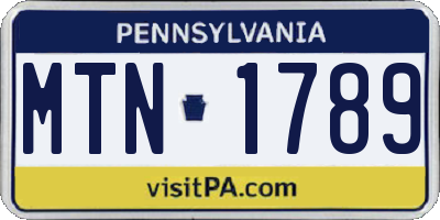 PA license plate MTN1789