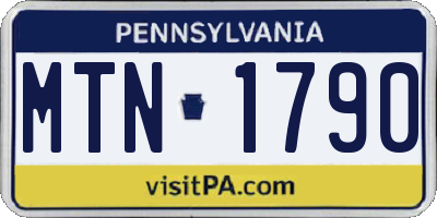 PA license plate MTN1790