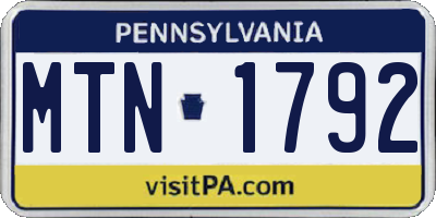PA license plate MTN1792