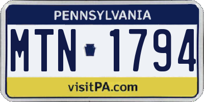 PA license plate MTN1794