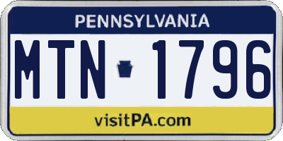 PA license plate MTN1796