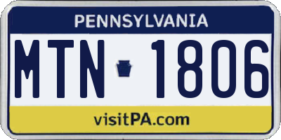 PA license plate MTN1806
