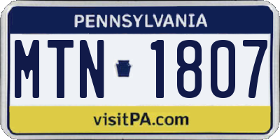 PA license plate MTN1807