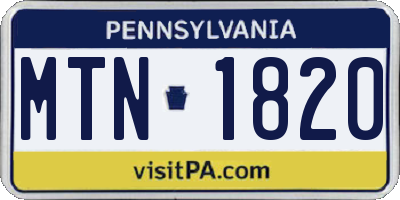 PA license plate MTN1820