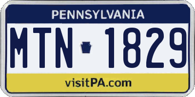 PA license plate MTN1829