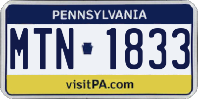 PA license plate MTN1833