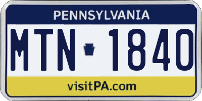 PA license plate MTN1840