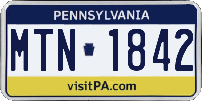 PA license plate MTN1842