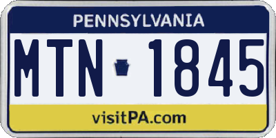 PA license plate MTN1845