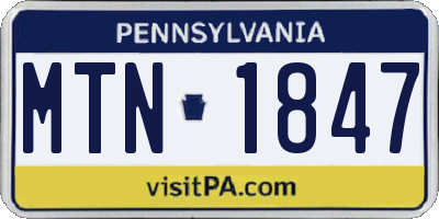 PA license plate MTN1847
