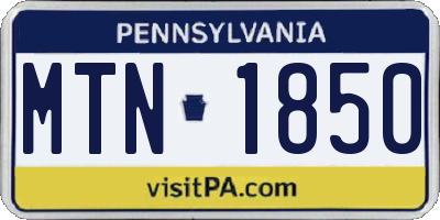 PA license plate MTN1850