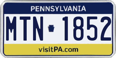 PA license plate MTN1852