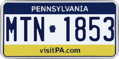 PA license plate MTN1853