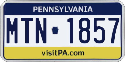 PA license plate MTN1857