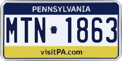 PA license plate MTN1863