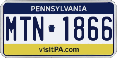 PA license plate MTN1866